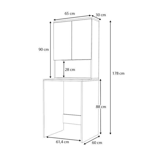 Έπιπλο πλυντηρίου Cozen Megapap χρώμα λευκό 65x60x178εκ. - Image 4