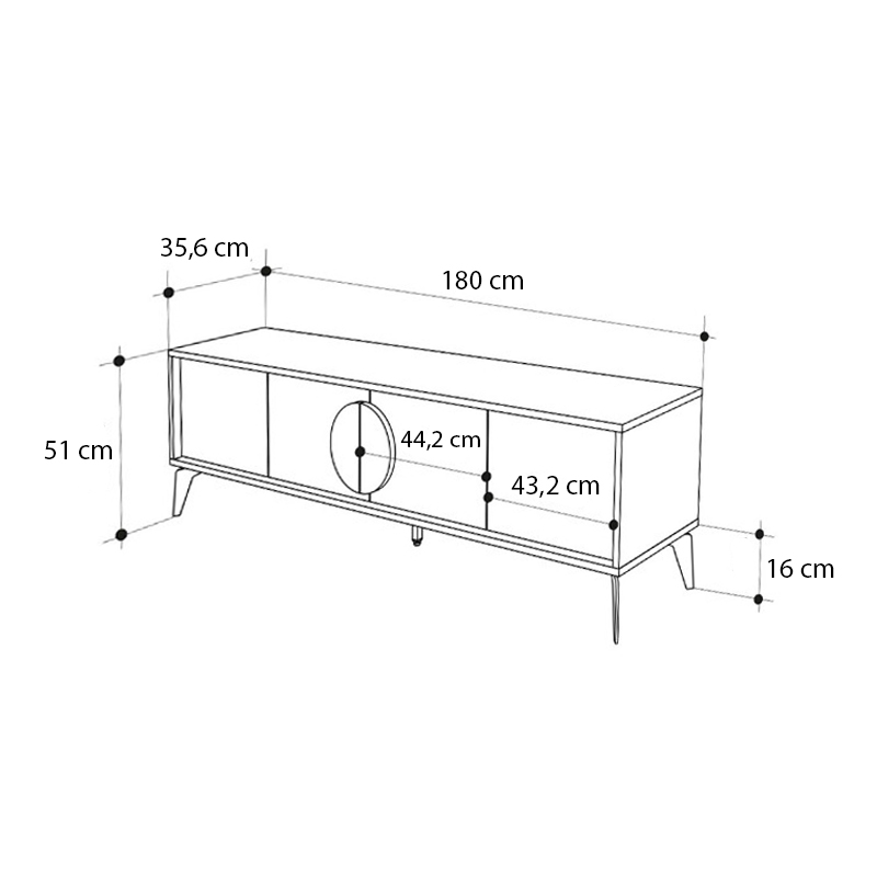 Έπιπλο τηλεόρασης Gora Megapap χρώμα sapphire oak - silky black 180x35,6x51εκ. - Image 5