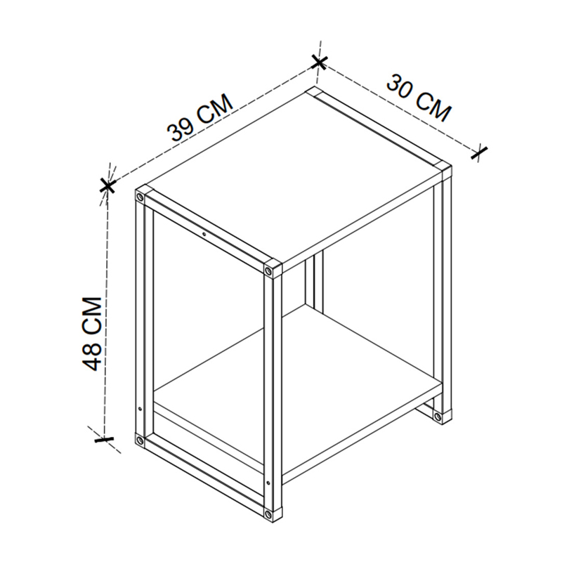 Κομοδίνο Gina Megapap χρώμα ανθρακί - μαύρο 39x30x48εκ. - Image 3