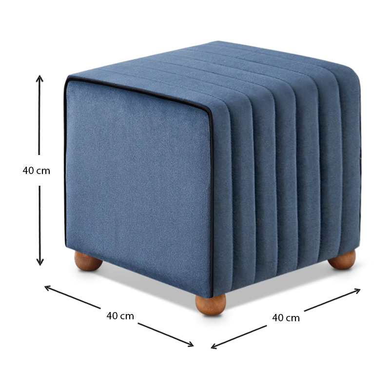 Σκαμπώ Mona Megapap βελούδινο χρώμα μπλε 40x40x40εκ. - Image 3