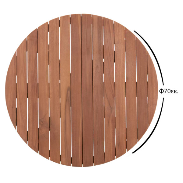 ΕΠΙΦΑΝΕΙΑ ΤΡΑΠΕΖΙΟΥ ΣΤΡΟΓΓΥΛΗ HM18133 ΞΥΛΟ TEAK--ΦΥΣΙΚΟ Φ70x4(πάχος)εκ. - Image 2