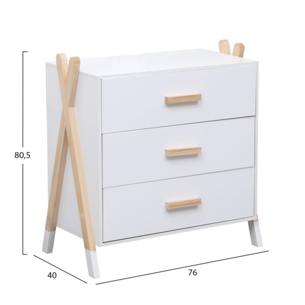 ΣΥΡΤΑΡΙΕΡΑ ΠΑΙΔΙΚH PASCHAL HM2493.03 ΜΕΛΑΜΙΝΗ-ΞΥΛΟ ΠΕΥΚΟΥ 76x40x80.5Υεκ - Image 3