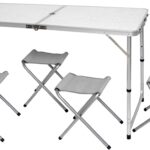 Velco ΣΕΤ ΤΡΑΠΕΖΙ ΑΛΟΥΜΙΝΙΟΥ  ΠΤΥΣΣΟΜΕΝΟ ΒΑΛΙΤΣΑ ME ΤΕΣΣΕΡΑ ΜΕΤΑΛΛΙΚΑ ΣΚΑΜΠΩ ΜΕ POLYESTER 600D