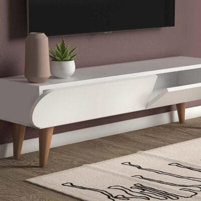 Έπιπλο τηλεόρασης Lotus Megapap χρώμα λευκό 120x30x40εκ.