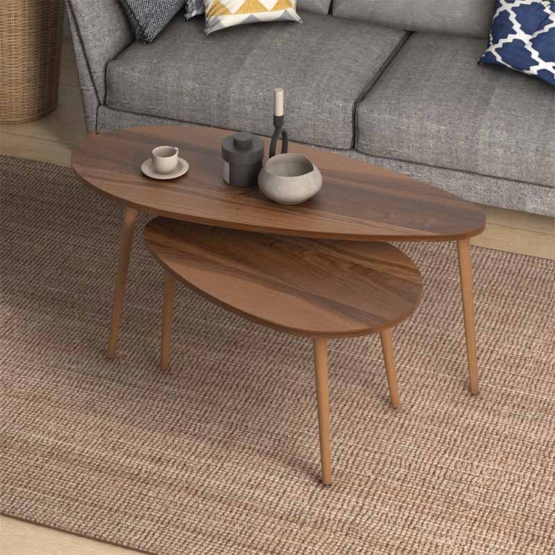 Βοηθητικά τραπεζάκια Elips Megapap χρώμα καρυδί 116x46x46εκ. - Image 2