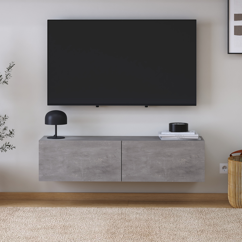 Έπιπλο τηλεόρασης επιτοίχιο Palm Megapap χρώμα γκρι ρετρό 120x32x30εκ. - Image 2