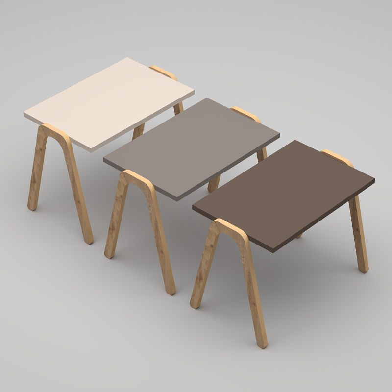 Τραπεζάκια βοηθητικά σετ 3 τμχ Como Megapap χρώμα καφέ - cappuccino - κρεμ 52x32x40εκ.