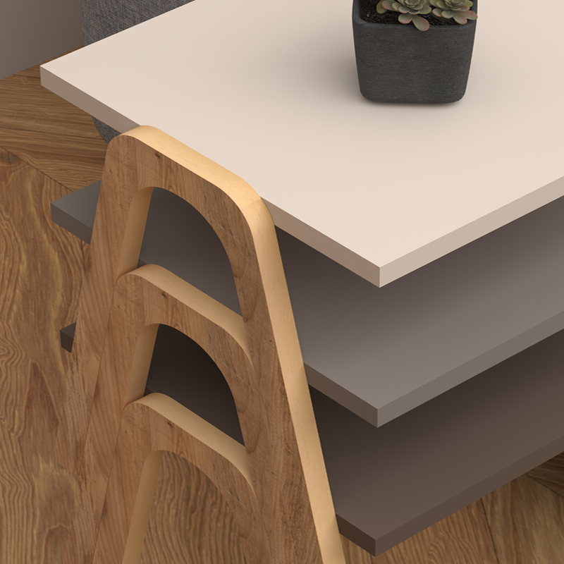 Τραπεζάκια βοηθητικά σετ 3 τμχ Como Megapap χρώμα καφέ - cappuccino - κρεμ 52x32x40εκ. - Image 2