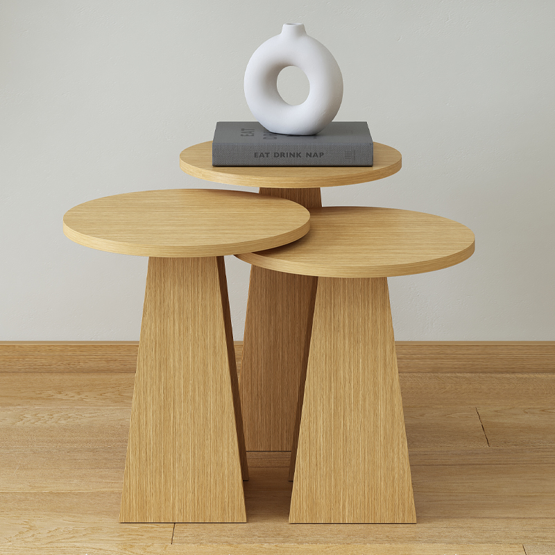 Τραπεζάκια βοηθητικά σετ 3 τμχ Como Megapap χρώμα oak - Image 2