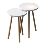 Τραπεζάκια βοηθητικά σετ 2 τμχ Roma Megapap χρώμα λευκό Ø34x46εκ.