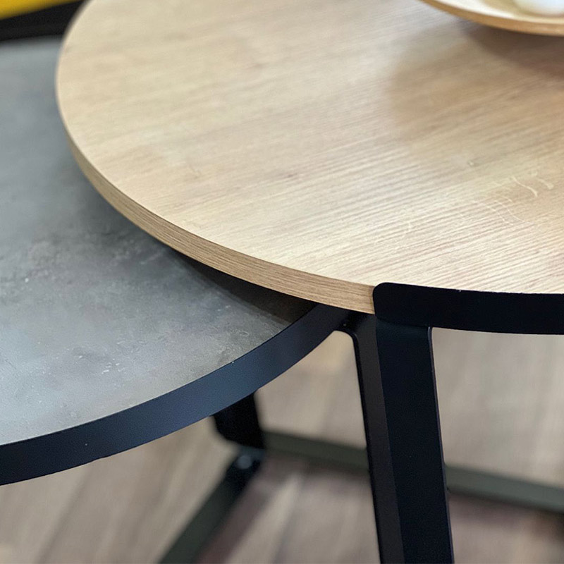 Σετ τραπεζάκια σαλονιού Davis Megapap 2τμχ. χρώμα φυσικό οξιάς/γκρι σκυροδέματος 70x69x46εκ. - Image 2