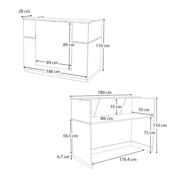 Γραφείο υποδοχής - reception Gemini Megapap χρώμα λευκό 180x70x110εκ. - Image 6