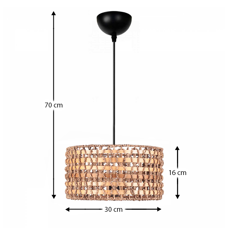 Φωτιστικό οροφής Palmela Megapap E27 από σχοινί μονόφωτο χρώμα φυσικό Ø30x70εκ. - Image 2