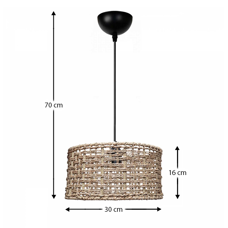 Φωτιστικό οροφής Montela Megapap E27 από σχοινί μονόφωτο χρώμα φυσικό Ø30x70εκ. - Image 2