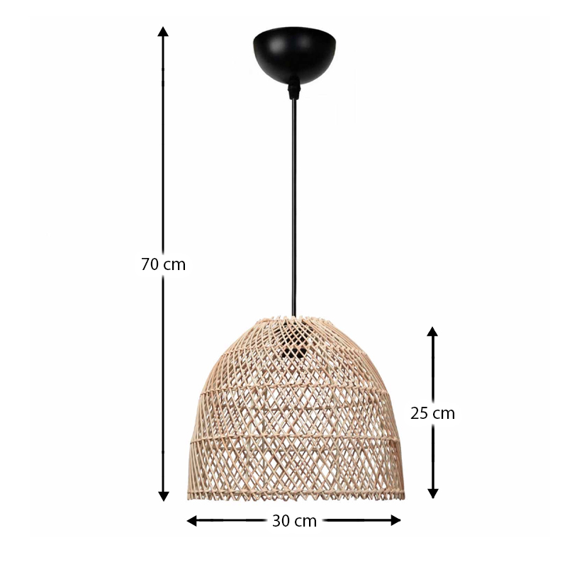 Φωτιστικό οροφής Miota Megapap E27 από μπαμπού μονόφωτο χρώμα φυσικό Ø30x70εκ. - Image 2