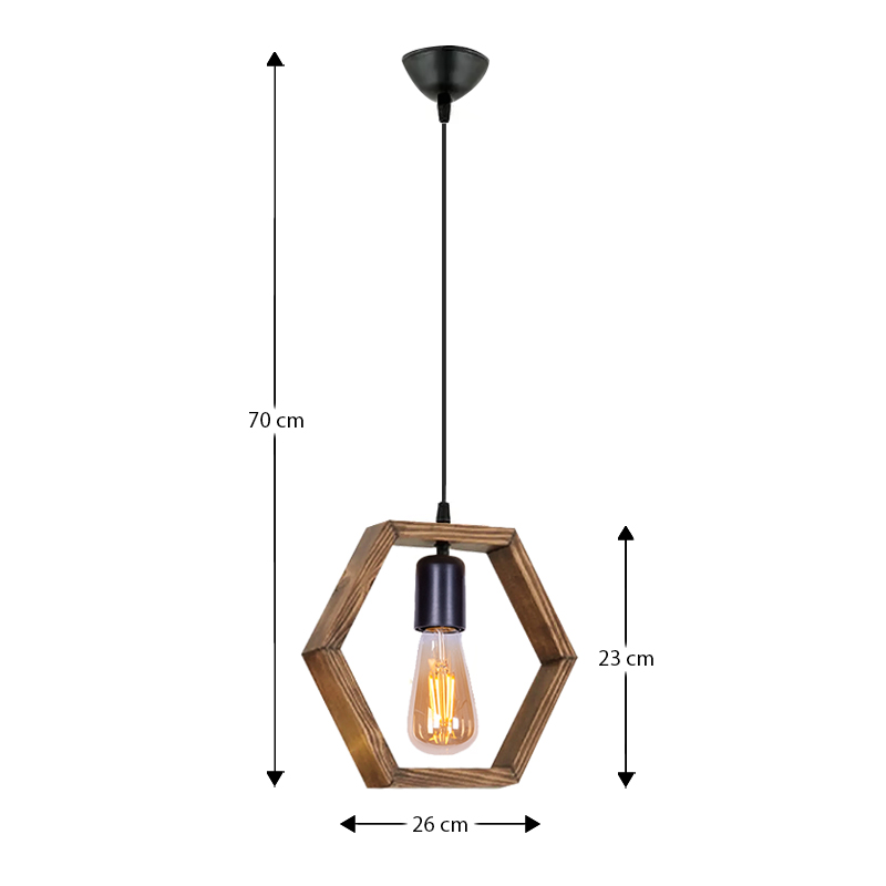 Φωτιστικό οροφής Esela Megapap E27 ξύλινο μονόφωτο χρώμα φυσικό 26x4x70εκ. - Image 2