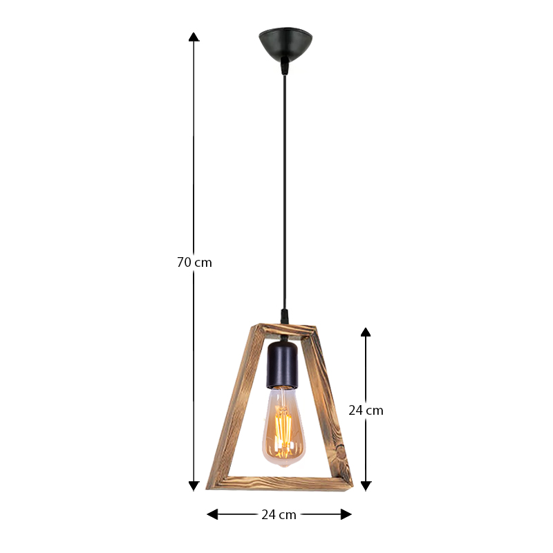Φωτιστικό οροφής Esela Megapap E27 ξύλινο μονόφωτο χρώμα φυσικό 24x4x70εκ. - Image 2