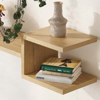 Ραφιέρα τοίχου Fork Megapap 2 τεμαχίων χρώμα sapphire oak 75x19,5x18εκ.