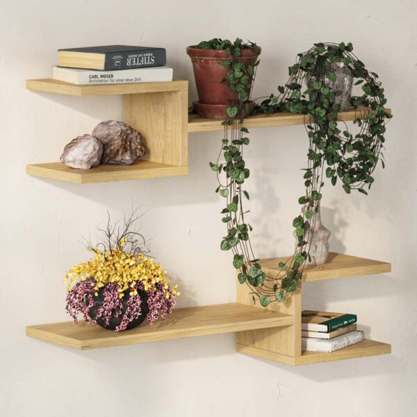 Ραφιέρα τοίχου Fork Megapap 2 τεμαχίων χρώμα sapphire oak 75x19,5x18εκ. - Image 2