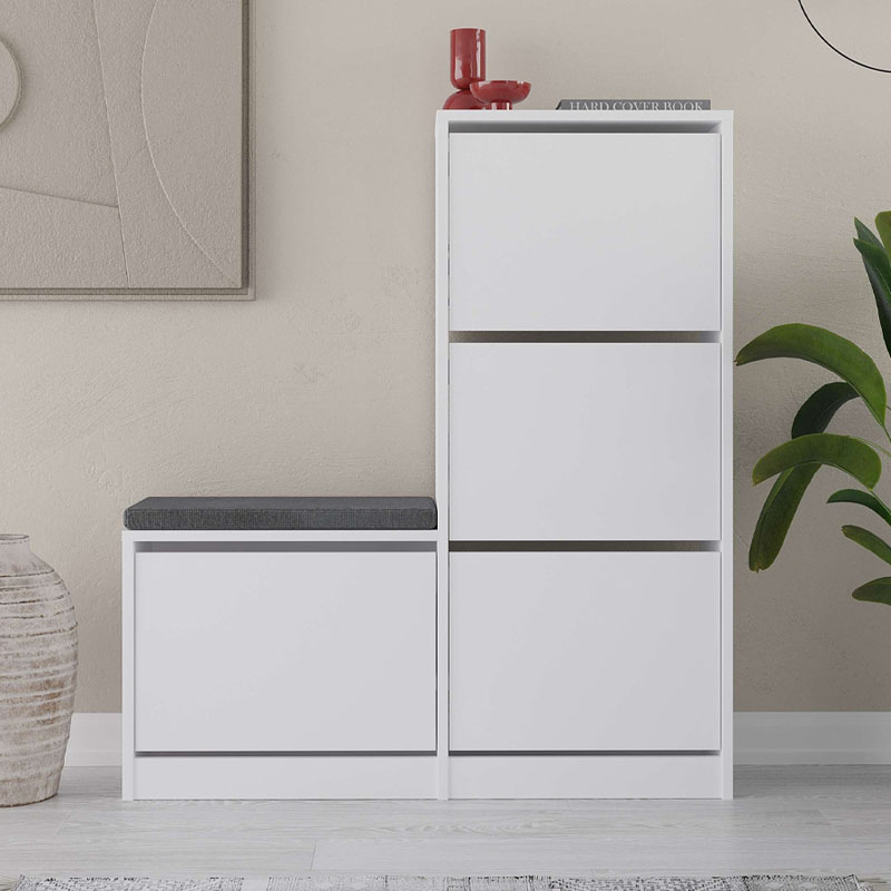 Παπουτσοθήκη Dude Megapap χρώμα λευκό 104,8x26x118,5εκ. - Image 2