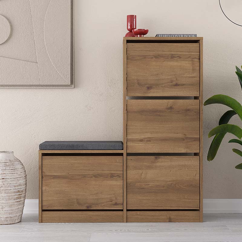 Παπουτσοθήκη Dude Megapap χρώμα ανοιχτό καρυδί 104,8x26x118,5εκ. - Image 2