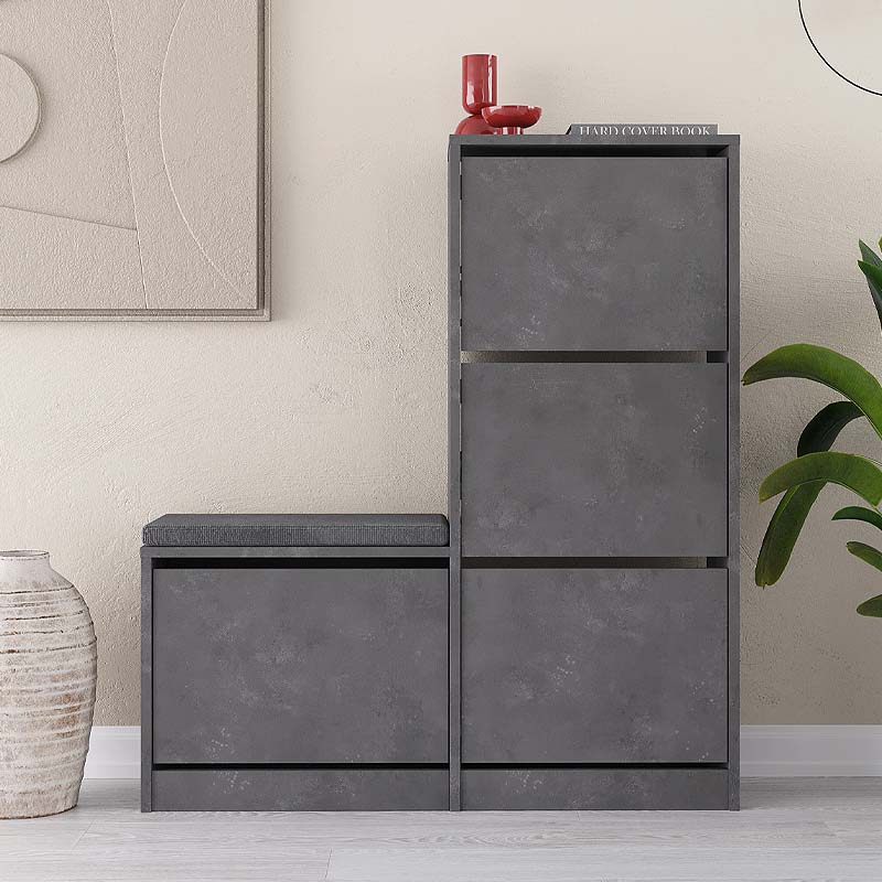 Παπουτσοθήκη Dude Megapap χρώμα γκρι ρετρό104,8x26x118,5εκ. - Image 2