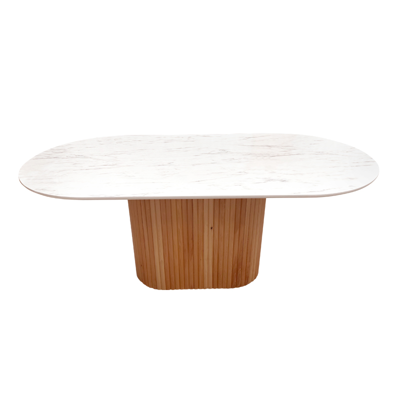 Τραπέζι Borno Megapap χρώμα φυσικό - λευκό εφέ μαρμάρου 180x89x75 εκ. - Image 2