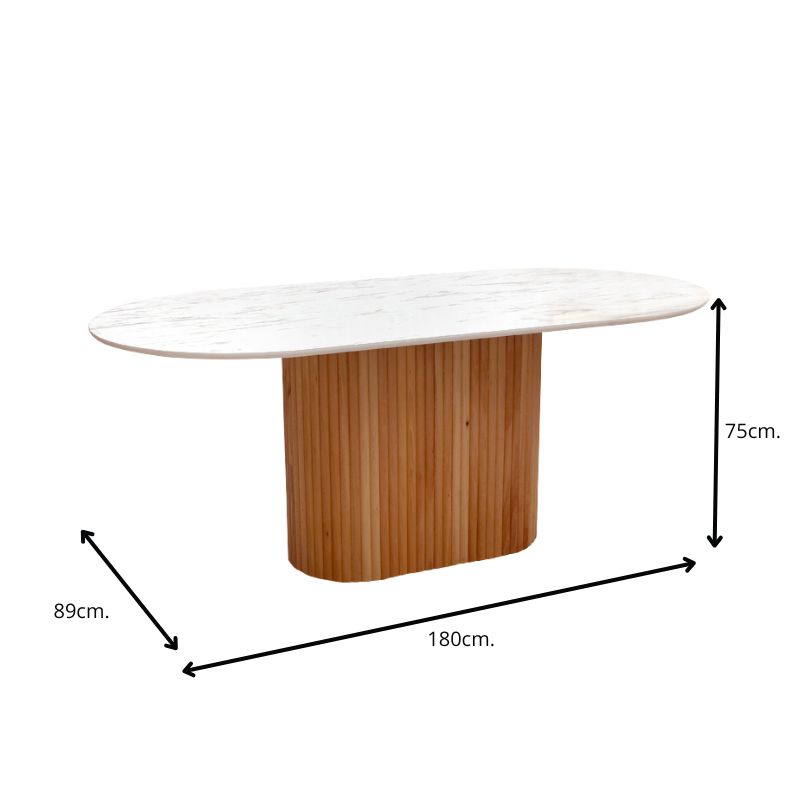 Τραπέζι Borno Megapap χρώμα φυσικό - λευκό εφέ μαρμάρου 180x89x75 εκ. - Image 4