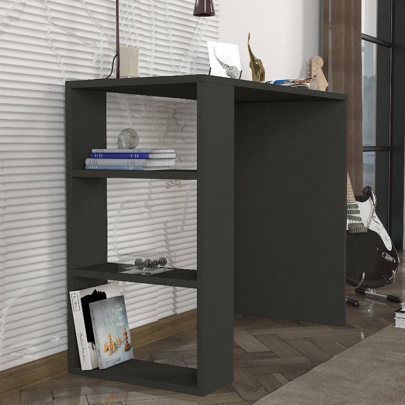 Γραφείο εργασίας Netenia Megapap χρώμα ανθρακί 90x40x74εκ. - Image 2