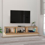 Έπιπλο τηλεόρασης επιτοίχιο Damla Megapap με LED χρώμα sapphire oak 180x29,5x29,5εκ.