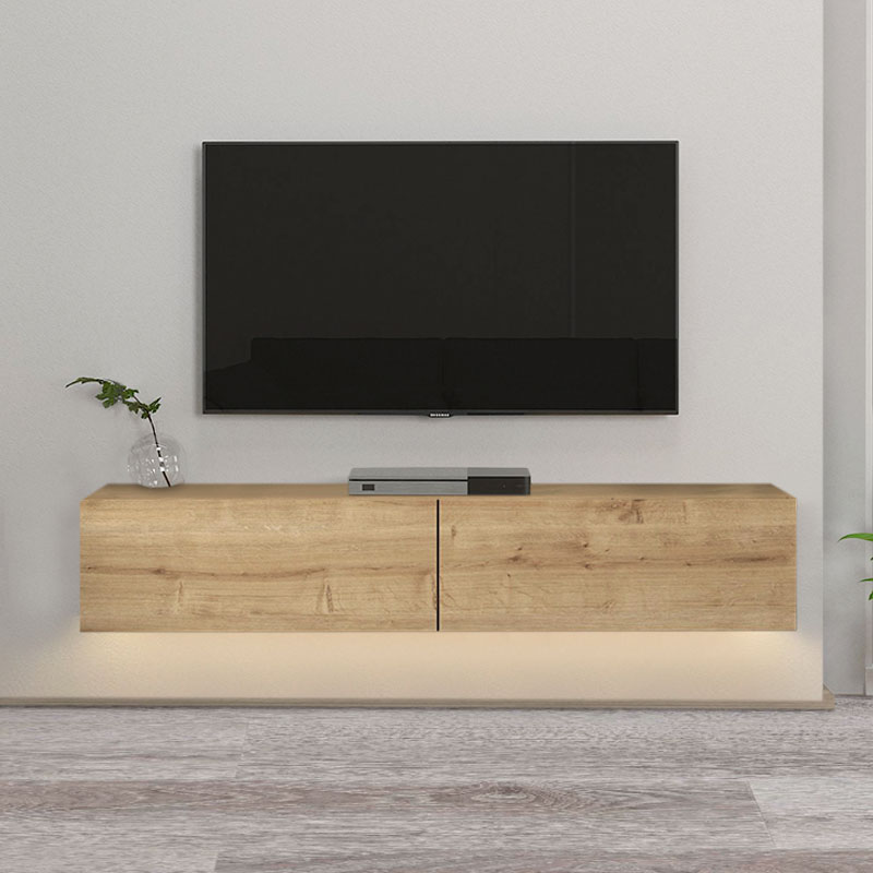 Έπιπλο τηλεόρασης επιτοίχιο Aristo Megapap με LED χρώμα sapphire oak 135x31,6x25εκ. - Image 2