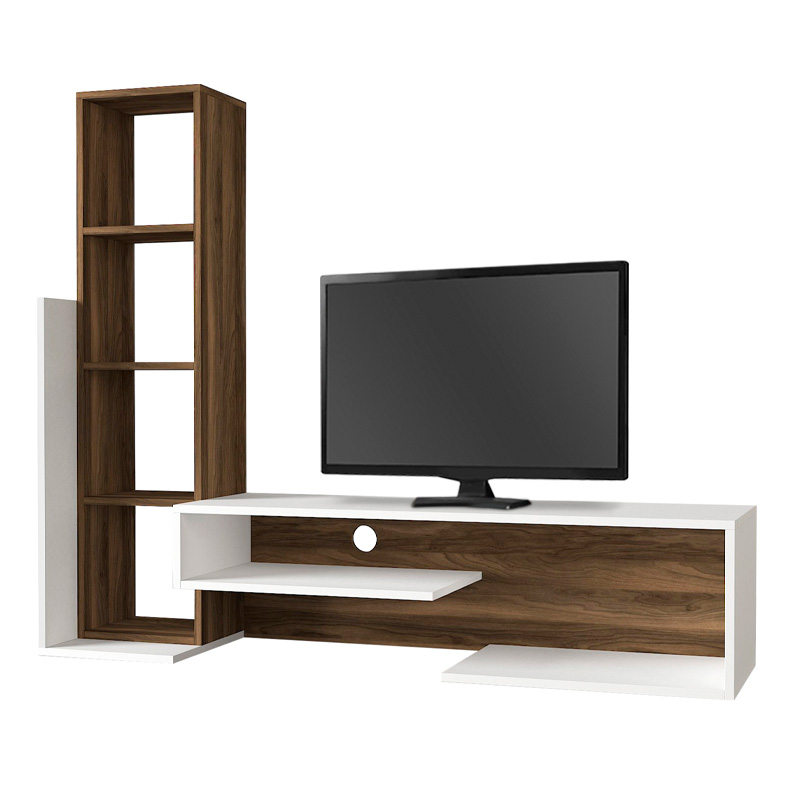 Σύνθεση τηλεόρασης Bend Megapap χρώμα λευκό - καρυδί 153,6x39x131εκ. - Image 2