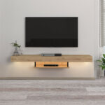 Έπιπλο τηλεόρασης επιτοίχιο Albares Megapap με LED χρώμα sapphire oak 150x29,6x22εκ.