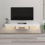 Έπιπλο τηλεόρασης επιτοίχιο Albares Megapap με LED χρώμα λευκό 150x29,6x22εκ.