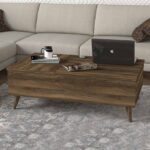 Τραπεζάκι σαλονιού Roy Megapap με σερβιτόρο χρώμα καρυδί 121x69x40εκ.