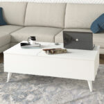 Τραπεζάκι σαλονιού Roy Megapap με σερβιτόρο χρώμα λευκό 121x69x40εκ.