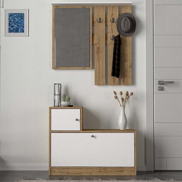 Έπιπλο εισόδου Galina Megapap χρώμα sapphire oak - λευκό 91,8x27x70εκ. - Image 2