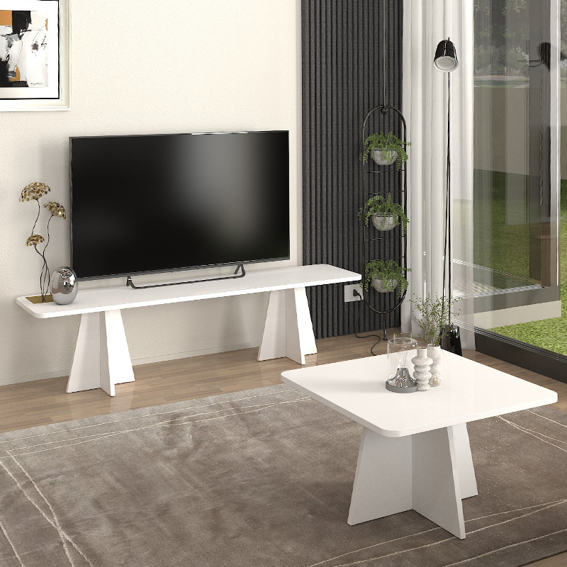 Έπιπλο τηλεόρασης Sugar Megapap χρώμα λευκό 150x29,6x36,8εκ. - Image 3