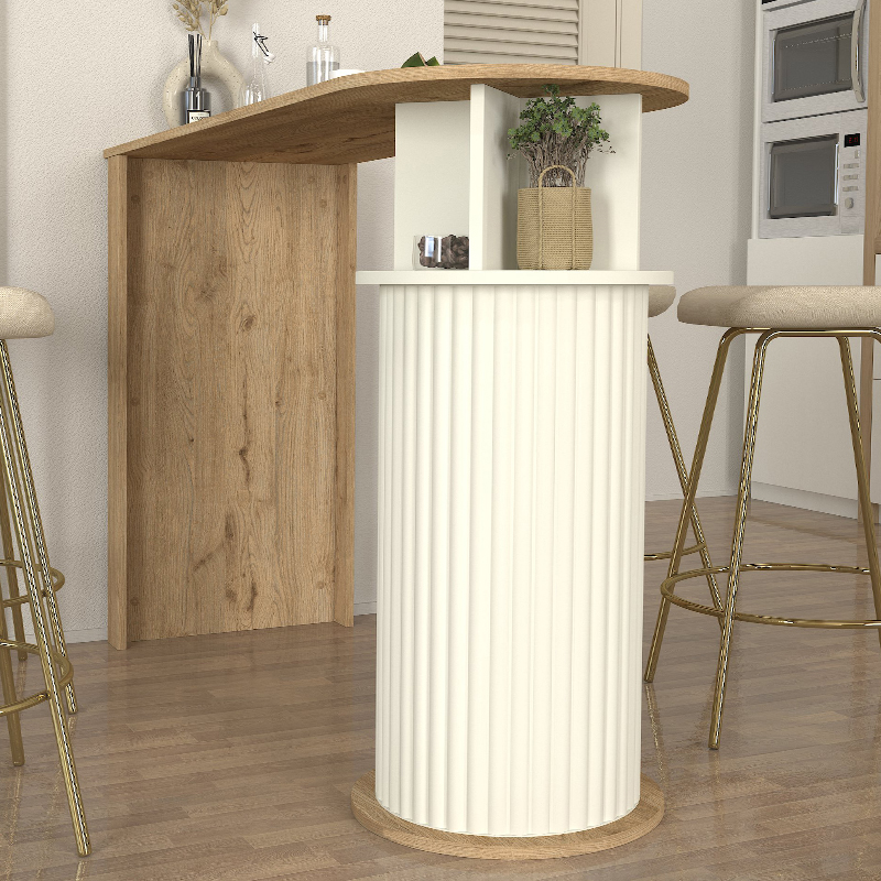 Τραπέζι μπαρ Bohema Megapap χρώμα sepet oak - ivory 150x51,6x101,8εκ. - Image 2