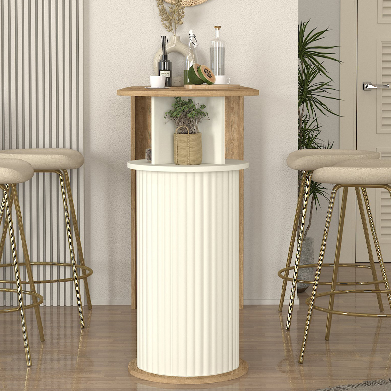 Τραπέζι μπαρ Bohema Megapap χρώμα sepet oak - ivory 150x51,6x101,8εκ. - Image 3