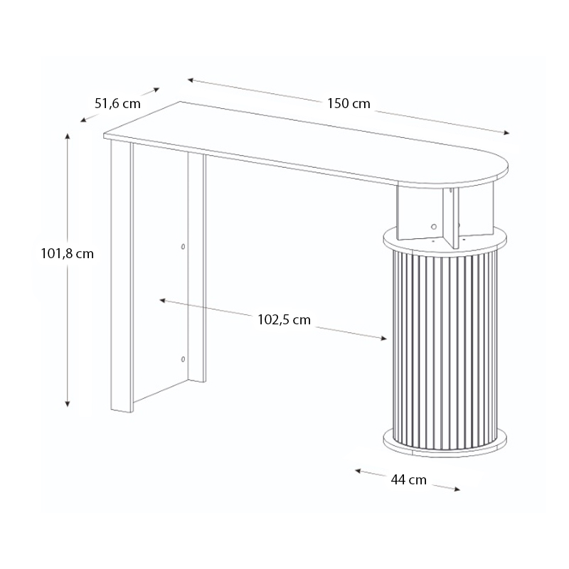 Τραπέζι μπαρ Bohema Megapap χρώμα sepet oak - ivory 150x51,6x101,8εκ. - Image 5