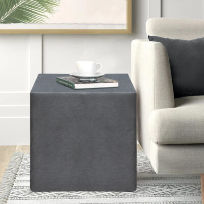 Σκαμπώ April Megapap βελούδινο χρώμα γκρι 40x40x40εκ.