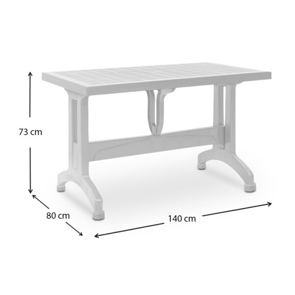 Τραπέζι πολυπροπυλενίου Callan Megapap χρώμα λευκό 140x80x73εκ. - Image 6