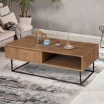 Τραπεζάκι σαλονιού Amedeo Megapap χρώμα καρυδί 120x60x43εκ.