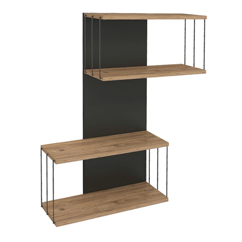 Ραφιέρα τοίχου Destan Megapap χρώμα ανθρακί - φυσικό οξιάς 65x19x96εκ. - Image 2