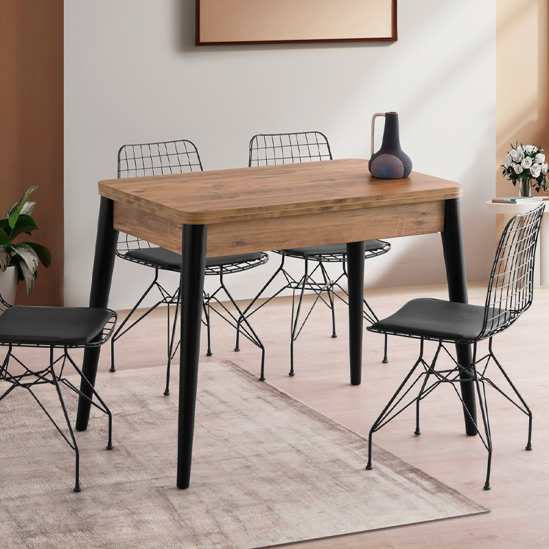 Τραπέζι Dolunay Megapap επεκτεινόμενο χρώμα atlantic pine - μαύρο 100x60(120x100)x79,5εκ. - Image 6