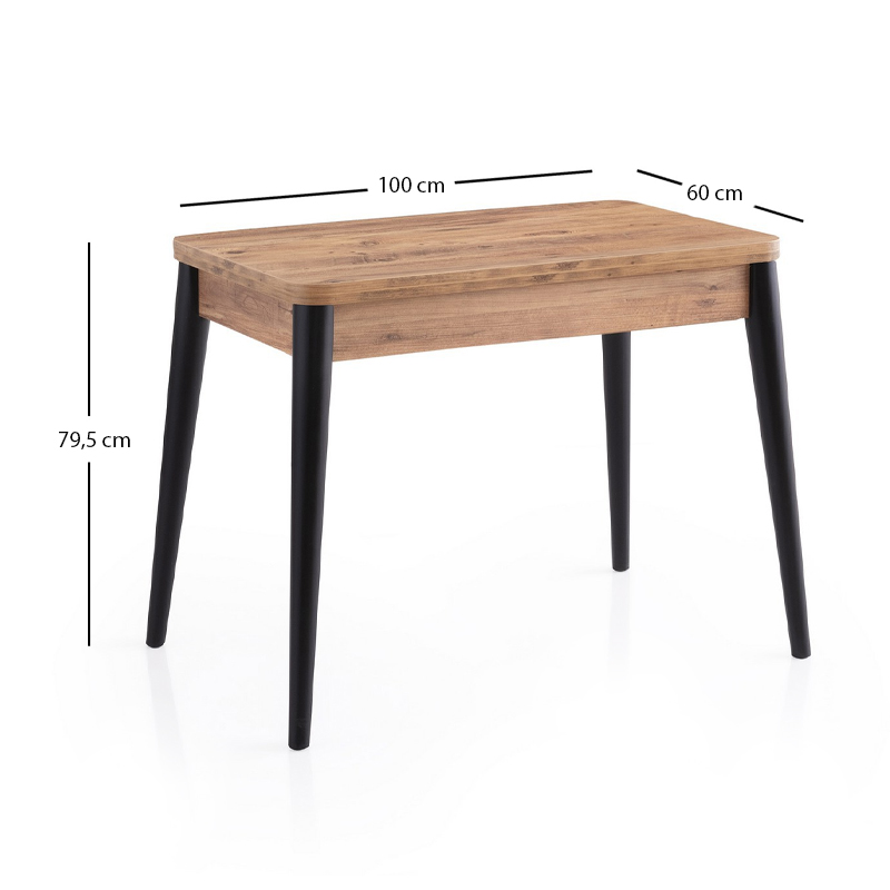 Τραπέζι Dolunay Megapap επεκτεινόμενο χρώμα atlantic pine - μαύρο 100x60(120x100)x79,5εκ. - Image 7