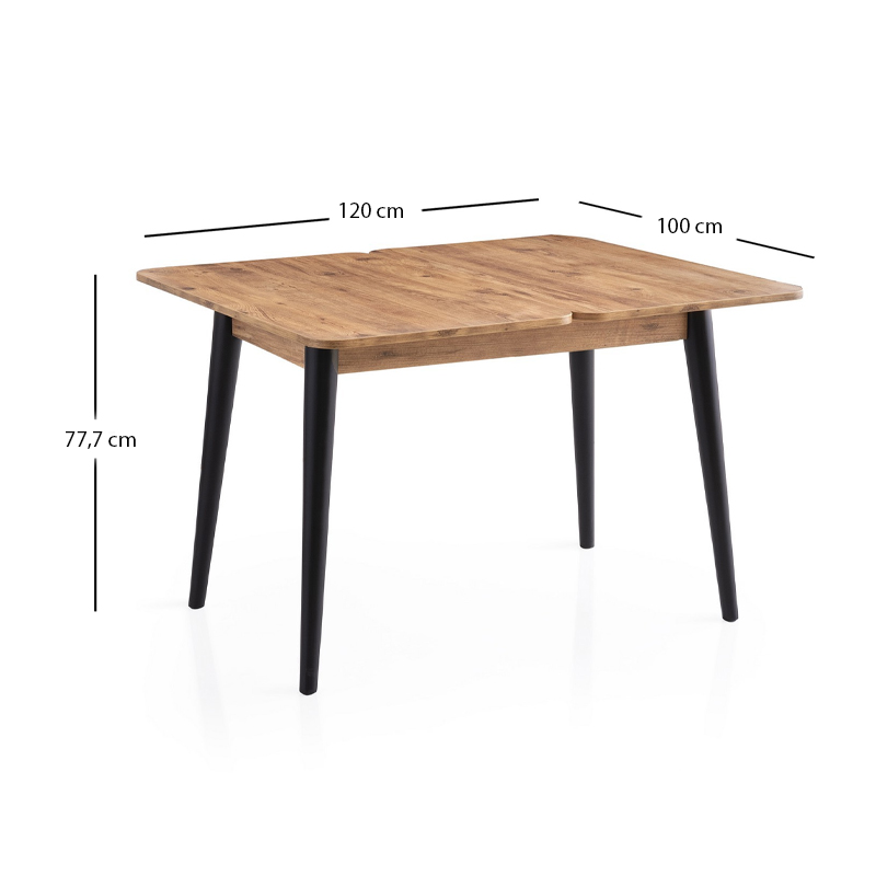Τραπέζι Dolunay Megapap επεκτεινόμενο χρώμα atlantic pine - μαύρο 100x60(120x100)x79,5εκ. - Image 8