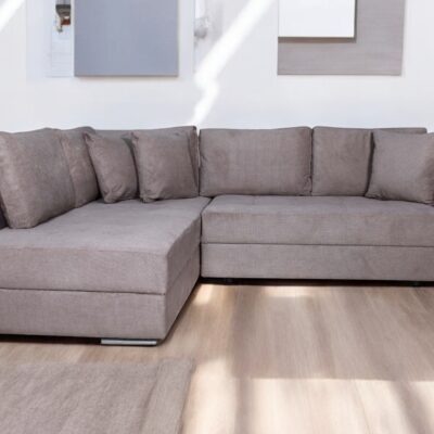 Karina Γωνιακός καναπές κρεβάτι με αποθηκευτικό χώρο & 2 σκαμπό 278x218εκ. Μπεζ σκούρο Αριστερή Γωνία