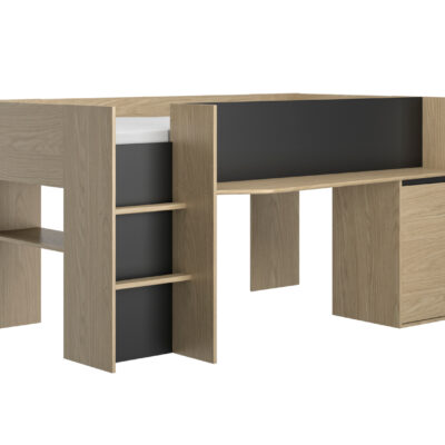 Nael κρεβάτι πολυμορφικό 205x133x107εκ. Rookwood Oak / Μαύρο
